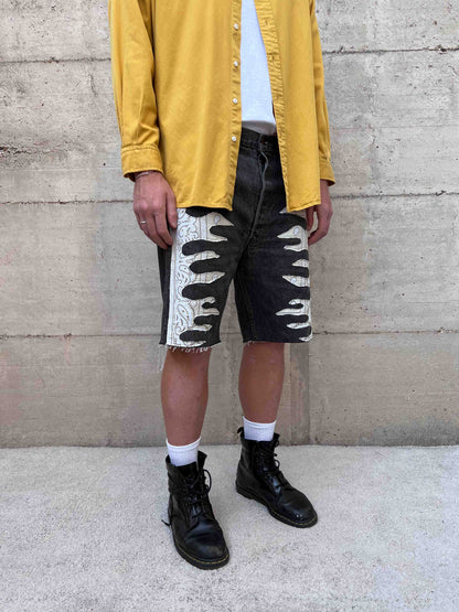 VERTICAL BANDANA FLAMES JORTS V1 - Nicolò Puccini